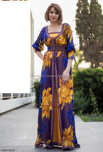 Abaya Dos Piezas Estampado Floral Con Cinturón Venta Caliente En Medio Oriente - Product Image 2