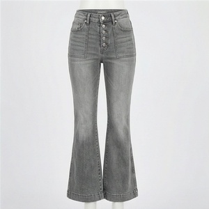 Jeans Casuales de Primera Calidad para Mujer, Pantalones Vaqueros Cómodos y Elegantes con Decoración de Botones, Servicio OEM de Invierno, Ropa de Calle - Product Image 1