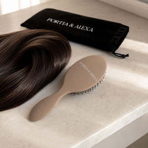 Oval Boar Bristle Hair <b>Brush</b>-<b>Detangling</b> Styling <b>Brush</b> for Massage Compact Foldable Travel Hairbrush Set - Product Image 3