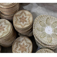 Meilleures ventes : Grand ensemble de décoration murale suspendue en bois style bohème, 6 paniers en jonc de mer, cadeau du Nouvel An, Vietnam, motif végétal polyvalent