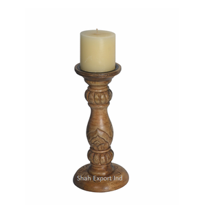 Portavelas de pilar de madera natural, Color marrón para mesa, hogar y boda, decoración de iluminación, pilar de vela - Product Image 2