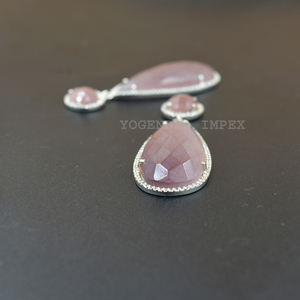 Diseño clásico de mujer Plata de Ley 925 melocotón Monalisa gota moda compromiso Stud CZ piedra preciosa para regalo al por mayor fina - Product Image 3