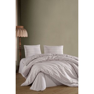 Parure de lit Varol 100 % coton satiné à rayures, 300 fils, motif floral, pour usage domestique, avec drap-housse King Size inclus - Product Image 1