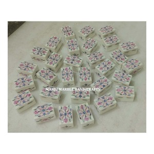 Dernière production boîte à feuilles roses et bleues boîtes en marbre incrusté de nacre pour boîtes à bijoux cadeaux pour nouveau-né - Product Image 1