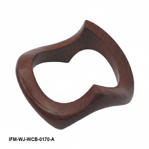 Bracelet en bois courbé fait main, motif vague abstraite géométrique, finition acajou foncé, bijou de poignet organique - Product Image 5