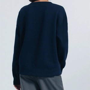 Sweatshirts surdimensionnés OEM, sweatshirts décontractés en tricot doux, sweatshirts unis à col rond en polaire 3D en relief, sweatshirts unisexes - Product Image 3