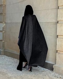 ブラックアバヤ <span class=keywords><strong>2026</strong></span> モデスト刺繍オープンアバヤ 夏 エレガント ユニークデザイン キラキラ生地 細見え ゆったり イスラム教徒向け - Product Image 5