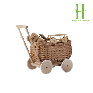 Cochecito de Juguete Hecho a Mano para Muñecas, Cesta de Almacenamiento, Decoración de Cuarto de Bebé, Cochecito de Mimbre para Muñecas, Juguete de Mimbre para Bebés - Product Image 5