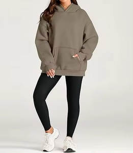Recién llegado, jerséis informales para mujer, Sudadera con capucha extragrande de manga larga a la moda con estampado de color sólido, sudaderas y sudaderas - Product Image 1