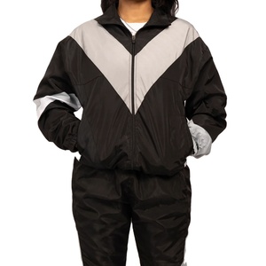 High Quality Women Autumn Casual Ladies Jogger Set Neon <b>Black</b> Grey Two Piece Set <b>Windbreaker</b> Girls Customized MADE BY HS 2026 - Product Image 3