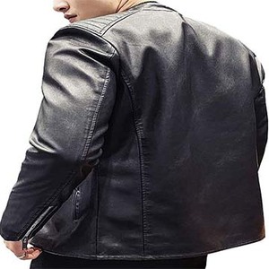 2024 High Street Style Men's Slim Leather <b>Jacket</b> Hooded Stand Collar with Zipper Closure <b>Light</b> High Quality OEM Service Winter - Product Image 3