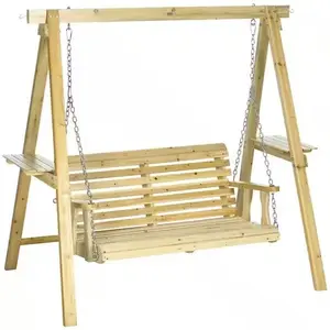 Best Price - Outdoor Eco-friendly Patio Wooden Swings with Ropes- Wood Outdoor Furniture - Wood Swings for sale