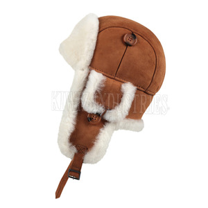 Personalizada nueva piel de oveja ajustable bajo Moq sólido liso hombres Shearling sombreros de piel de oveja - Product Image 1