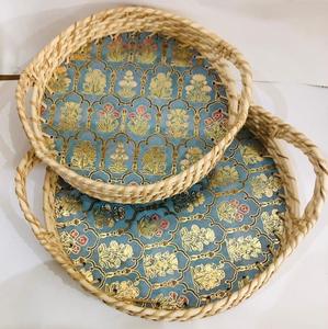 Standard Quality Mother of Pearl and Jute <b>Tray</b> for Home and Wedding Use From Indian Manufacturer of Wedding <b>Tray</b> - Product Image 1