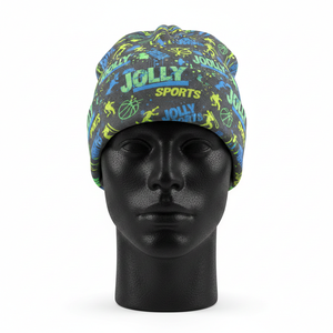 Gorro de Punto Jacquard de Poliéster Elástico Suave de 220 GSM, Estampado Azul Verde, Logotipo Personalizado por Sublimación, Estilo Cálido y Duradero - Product Image 1