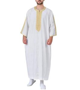 Última ropa islámica para hombres Thobe Jubba Kaftan manga larga nuevo diseño elegante liso musulmán Kaftan Jubbah Thobe - Product Image 2