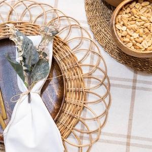 DHT HANDICRAFT VIETNAM Rotin Chargeur Maison Fleur Sous-verres Pad Jacinthe D'eau Salle À Manger À La Main Moderne Tissé Nappe Ensemble - Product Image 5