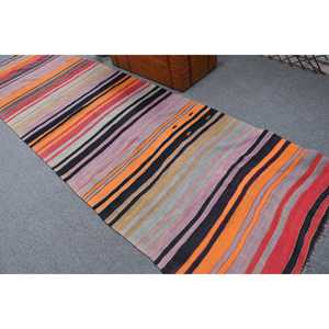 3.6x12.9 ft Vintage Turkish Rug, <b>Runner</b> Rug, Kilim <b>Red</b> Wool Rug - Product Image 4