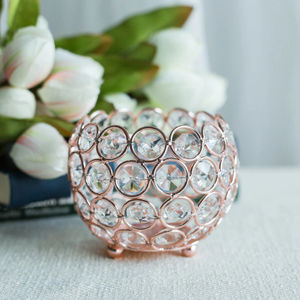 Porte-chandelier rond en or rose, perles de cristal de grande taille, support de lampe en T, support de vaisselle élégant pour décoration de mariage - Product Image 2