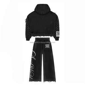 2025 nueva moda High Street precio competitivo mujeres apiladas chándal peso pesado diseño personalizado mujeres chándal - Product Image 5