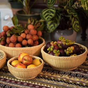 Vietnam fournisseur ensemble de rotin naturel fait à la main plateau de service jonc de mer décoration de la maison taille personnalisée panier de fruits - Product Image 3