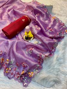 Premium Gold Crush Lace Saree hecho a mano Multi-Thread Lentejuelas Arco Cut Border Pallu Work para todas las ocasiones Étnicamente Bandana - Product Image 6