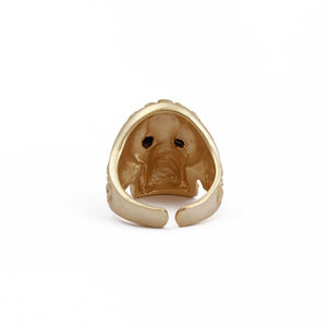 Onyx noir crâne plaqué or gravé bague Unique Style Boho réglable Onyx pierres précieuses bijoux en laiton délicat pierre de naissance anneaux - Product Image 2