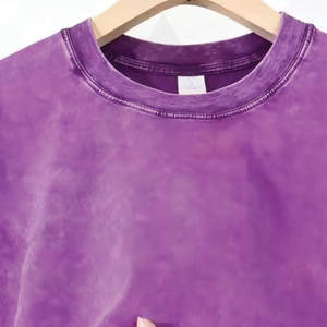 เสื้อยืดผู้ชายสไตล์วินเทจทรงโอเวอร์ไซส์ ลวดลายย้อมสีแบบแอซิด ระบายอากาศได้ดี สตรีทแวร์ ฮิปฮอป ผ้าฝ้าย 100% รับสกรีนโลโก้ - Product Image 2