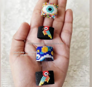 Anillos de cuentas de cristal giratorios de ansiedad ajustables para mujer, diamantes de imitación, Ópalo, girasol, anillo de dedo antiestrés - Product Image 3