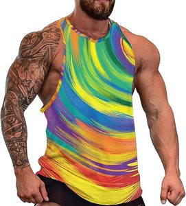 Camiseta sin mangas para hombre Edgeco International, diseño abstracto con remolinos coloridos, ecológica, de secado rápido, para entrenamiento, gimnasio y fitness. - Product Image 1