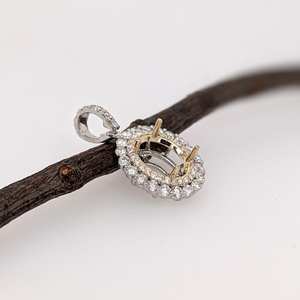 Plata de Ley 925, Impresionante Dije Semi-Montado con Doble Halo, Ovalado de 9x7mm, para Gemas Personalizadas, Accesorios para Diseño de Joyería - Product Image 2