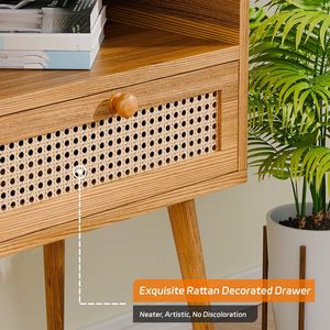 JY precio competitivo dormitorio estilo europeo mimbre diseño mesita de noche con carcasa de madera para el mercado de EE. UU. - Product Image 4