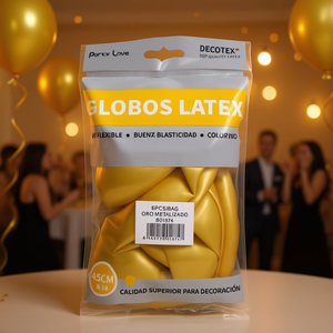 Palloncini in Lattice Decotex 45Cm Oro Metallizzato R18 per Decorazioni Festive - Product Image 3