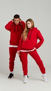 Survêtement en molleton de coton surdimensionné pour couple Ensembles de deux pièces avec poches kangourou Survêtement unisexe à la mode le plus populaire pour hommes - Product Image 6