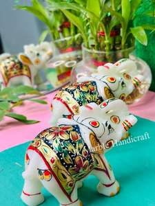 งานฝีมือหินคู่รูปช้างทำจากหินอ่อนธรรมชาติไม่ซ้ำใครสไตล์สัตว์ - Product Image 6