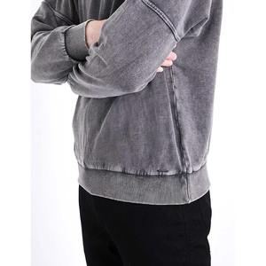 Vintage ras du cou pulls en gros logo personnalisé surdimensionné col rond en détresse pierre acide lavage sweat - Product Image 5