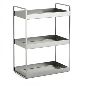 Minimalist Three-Layer Metal Storage <b>Rack</b> with Gray Finish for Home Kitchen Organization Standing Type Storage <b>Racks</b> - Product Image 1
