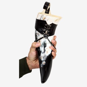 Viking inspiré véritable Viking corne à boire en cuir tasse de corne de mariage poli meilleur pour la décoration de fête en vente - Product Image 5