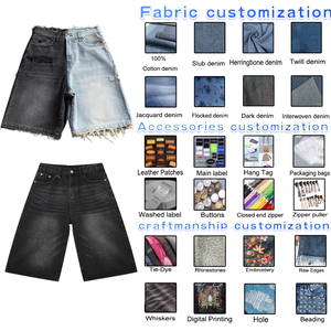 กางเกงขาสั้นผ้ายีนส์ฟอกกรดของผู้ชายกางเกงขาสั้นผ้าทอสไตล์วินเทจแนวสตรีทฮิปฮอปตรงผ้าทอเป็นมิตรต่อสิ่งแวดล้อมสำหรับฤดูร้อน - Product Image 4