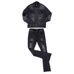 Conjunto de Dos Piezas de Jeans Personalizados, Chaqueta Vaquera con Estampado Lavado, Conjunto de Jeans para Hombre - Product Image 4