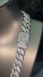 Chaîne cubaine en moissanite sertie de diamants en gros, argent 925, bijoux hip-hop VVS, collier cubain Miami bling de 18 mm, fabricant - Product Image 2