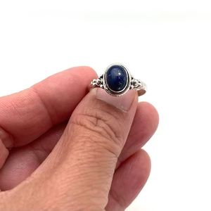 Bague en argent Style Boho faite à la main bijoux en argent Sterling 925 Lapis pierres précieuses tendance bague bijoux pour femmes cadeau pour elle - Product Image 1