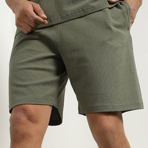 Venta al por mayor 100% de algodón de los hombres camiseta pantalones cortos Conjunto de verano de estilo casual de gran tamaño lavado Look Plain Short Set para hombres - Product Image 5