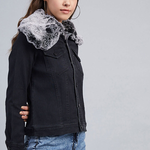 Veste en jean pour femme tricotée en coton respirant avec doublure en polyester couleur unie à la mode en gros bas quantité minimale de commande hiver - Product Image 3