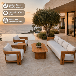 Ensemble <span class=keywords><strong>de</strong></span> canapés d'extérieur modernes en teck toutes saisons, mobilier <span class=keywords><strong>de</strong></span> patio en bois personnalisé en gros pour cour, hôtel, terrasse, villa, complexe hôtelier, bord <span class=keywords><strong>de</strong></span> piscine - Product Image 1