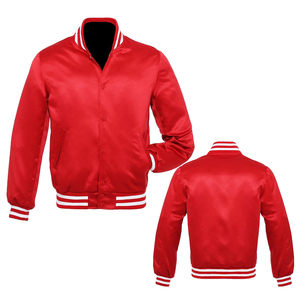 Saleh Enterprises Custom Winter Casual Solid Stand Collar Dyed Satin Waterproof Vintage Varsity Baseball Bomber Jacket Unisex - Product Image 6