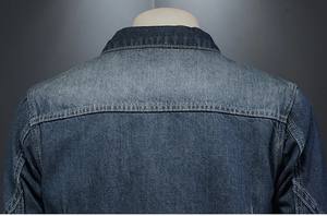 Chaqueta vaquera azul oscuro para hombre, prendas de vestir exteriores versátiles de negocios informales lavables Retro a la moda de alta calidad - Product Image 6