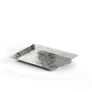 Bandeja de servicio de metal de madera chapada en plata grande de lujo utensilios de cocina decorativos elegantes para desayuno o transporte de alimentos al por mayor - Product Image 3