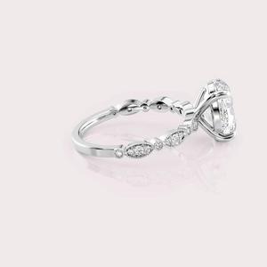 IGI Certified Oval Shape Lab Created Diamond Engagement Ring <b>Solid</b> 925 Sterling <b>Silver</b> Vintage Style Bridal Ring - Product Image 3