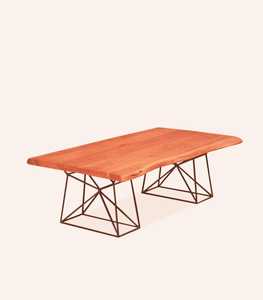 Mesa de centro de madera Live Edge moderna con base de metal geométrica para el hogar para muebles de sala de estar - Product Image 2